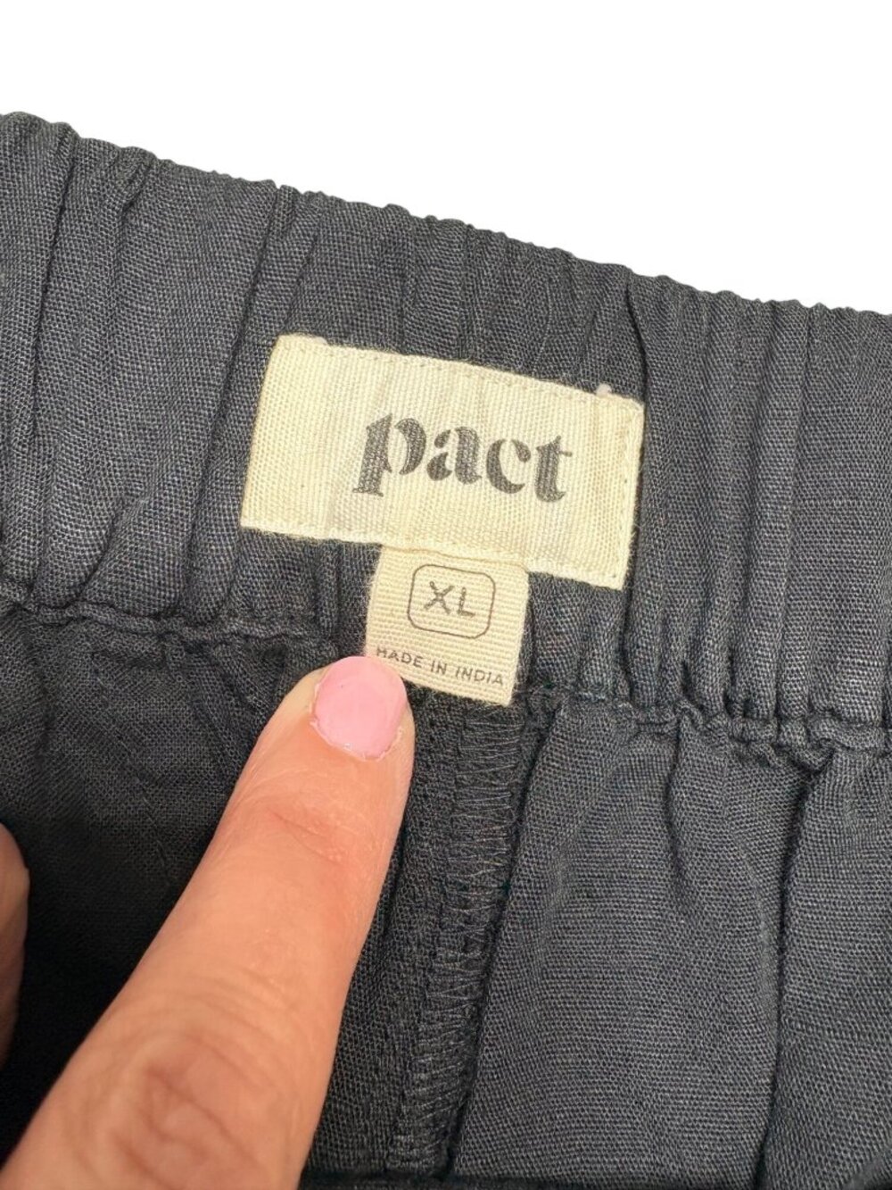 Pact Canopy Linen High-Waisted Short Made Organic Cotton Linen Black-sz XL - Picture 9 of 10